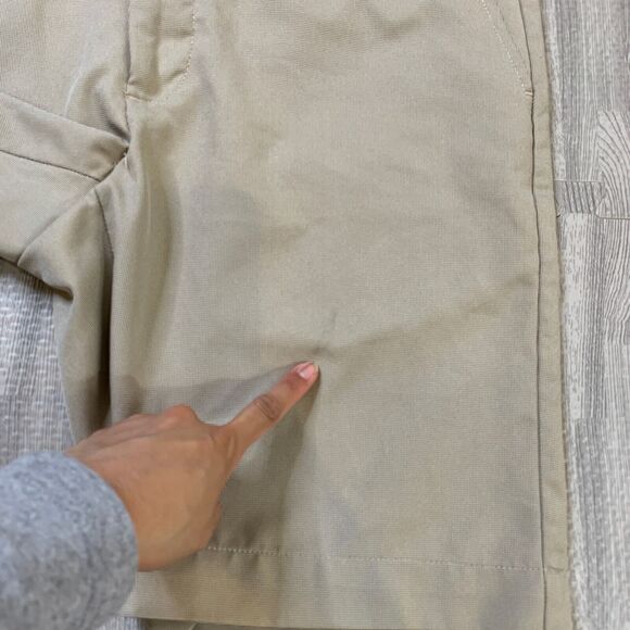 Greg Norman Shorts Mens 32 Khaki Performance Golf Flat Front Chino Slash Pockets - Picture 8 of 11